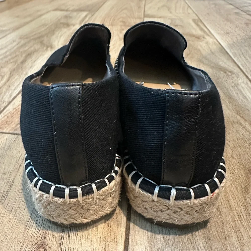 Joie Black Canvas Espadrille Slip-On Flats